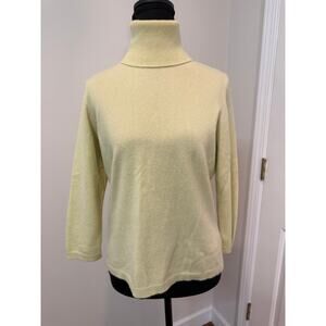 Ann Taylor 100% Cashmere Sweater in Yellow with 3/4 Sleeves